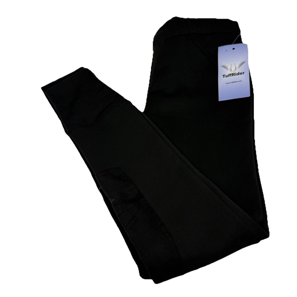 TuffRider Children's Riding Pants Breeches Unfleece Pull On Black Size 16 NWT